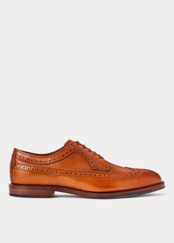 Men's Polo Ralph Lauren Sanderson Burnished Wingtip Shoes | 947012QJV